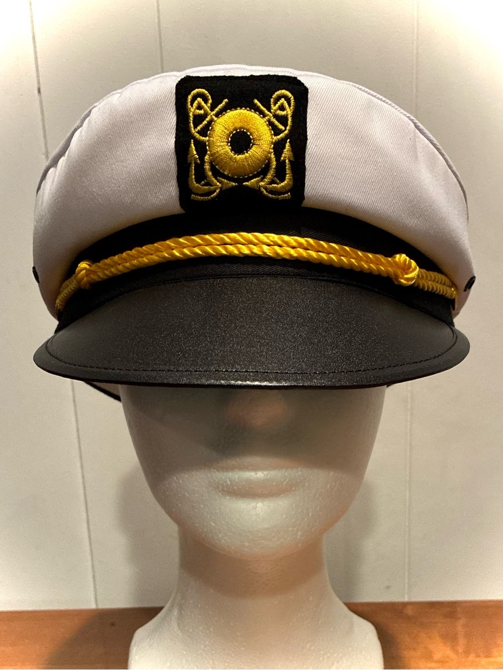 Costume Hat, Yacht Captain’s Cap, Captain’s Cap, White, Large